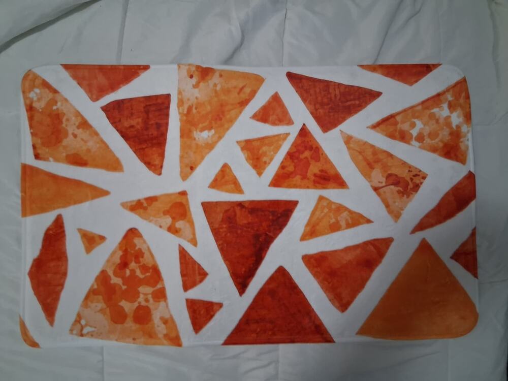 Orange Triangle Shapes Bath Mat Approx 34in W x 21in L